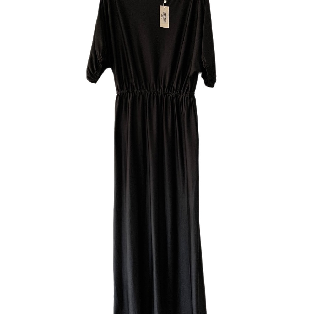 NWT Black Vintage Empire Peasant Effortless Elegant Beachy Maxi Dress